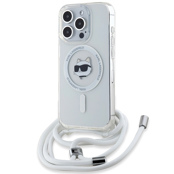 Karl Lagerfeld IML Choupette Head & Cord MagSafe-etui til iPhone 15 Pro - gennemsigtig