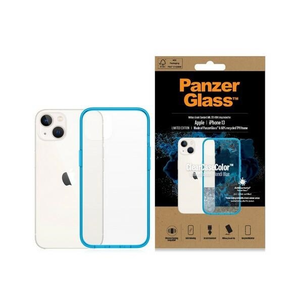 PanzerGlass ClearCase antibakterielt etui med Military Grade til iPhone 13/14/15 - gennemsigtig blå