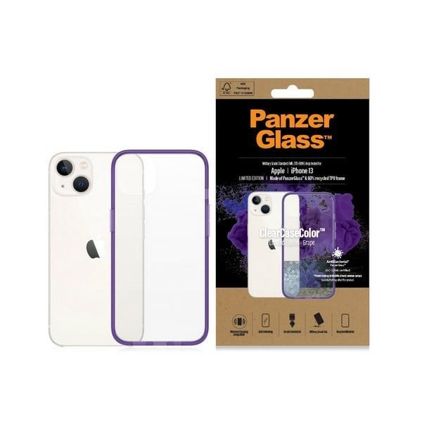 PanzerGlass ClearCase antibakterielt etui til iPhone 13/14/15 - Military Grade, gennemsigtig lilla