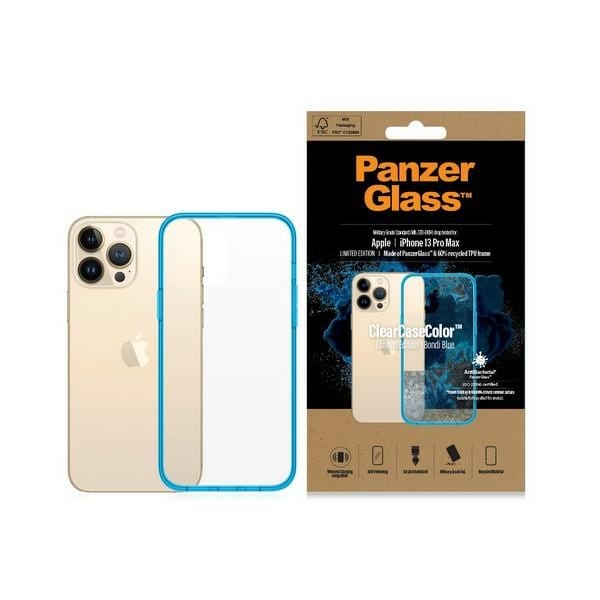 PanzerGlass ClearCase antibakteriel taske til iPhone 13 Pro Max - gennemsigtig blå