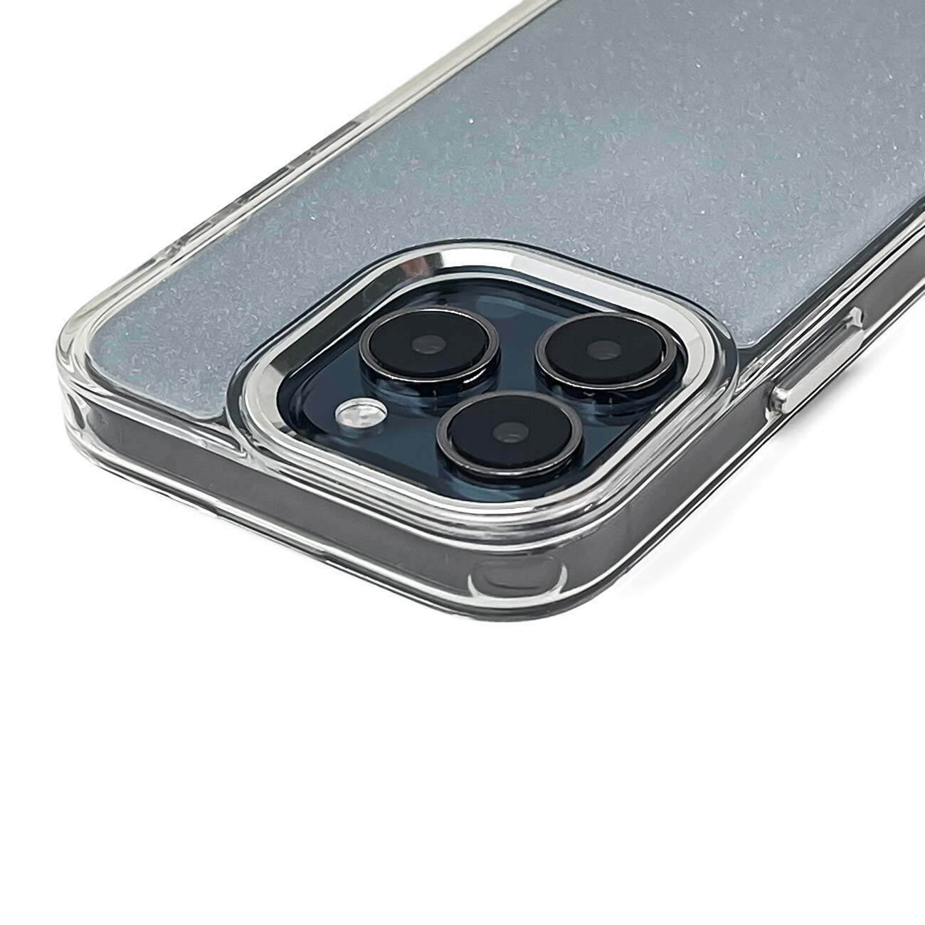 Glitteretui til iPhone 16 Pro - gennemsigtigt med glitter