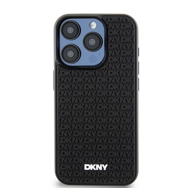 DKNY 3D Rubber Repeat Pattern-etui til iPhone 15 Pro - sort