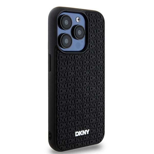 DKNY 3D Rubber Repeat Pattern-etui til iPhone 15 Pro - sort