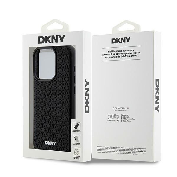 DKNY 3D Rubber Repeat Pattern-etui til iPhone 15 Pro - sort