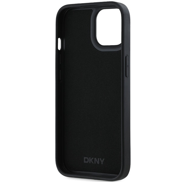 DKNY 3D Rubber Repeat Pattern-etui til iPhone 15 Plus - sort