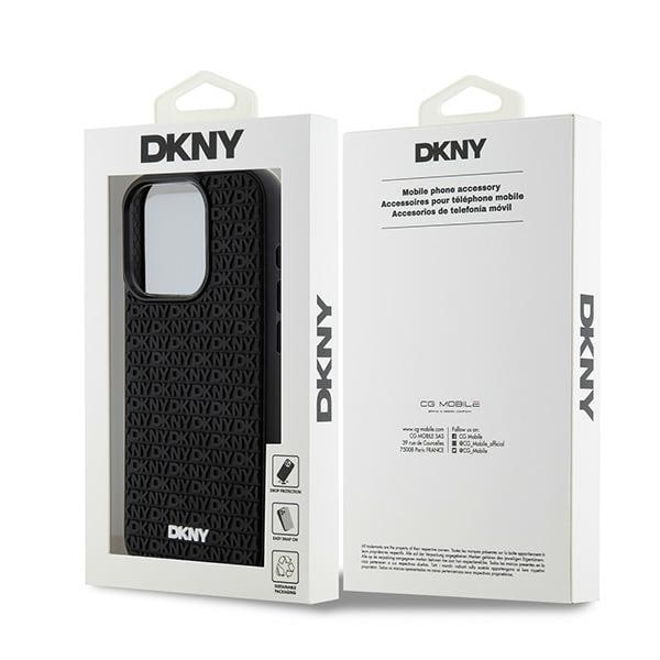 DKNY 3D Rubber Repeat Pattern-etui til iPhone 15 Pro Max - sort