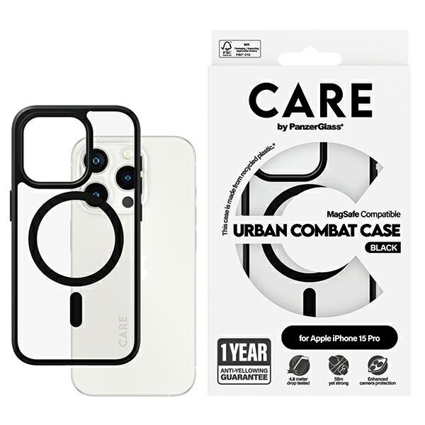 CARE by PanzerGlass Urban Combat Case MagSafe til iPhone 15 Pro - Sort