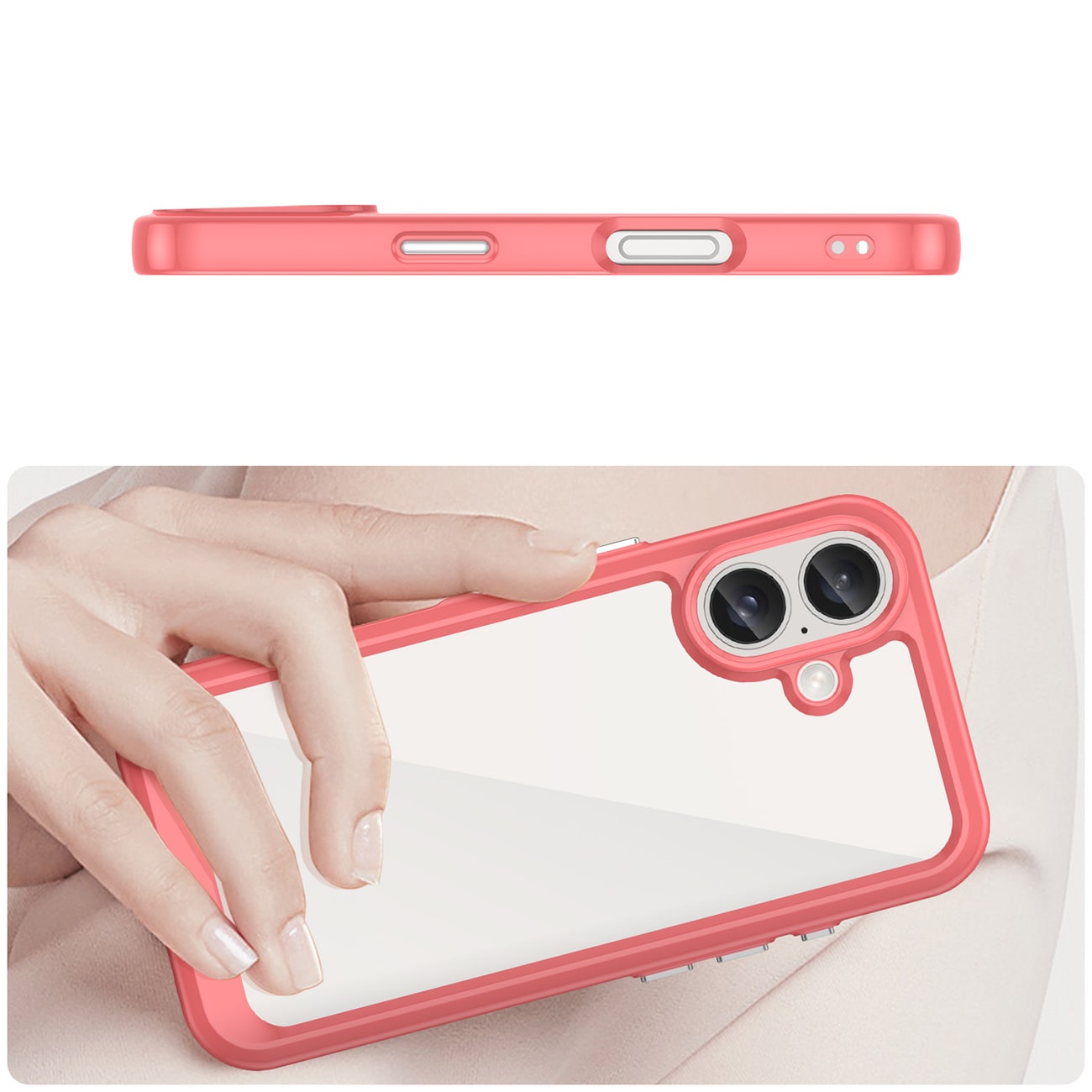 Outer Space-etui med geleramme til iPhone 16 Plus - Rød