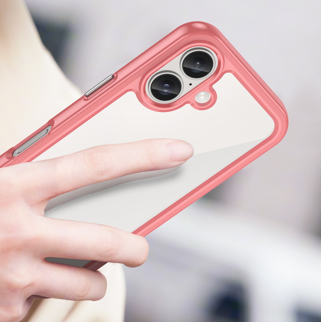 Outer Space-etui med geleramme til iPhone 16 Plus - Rød