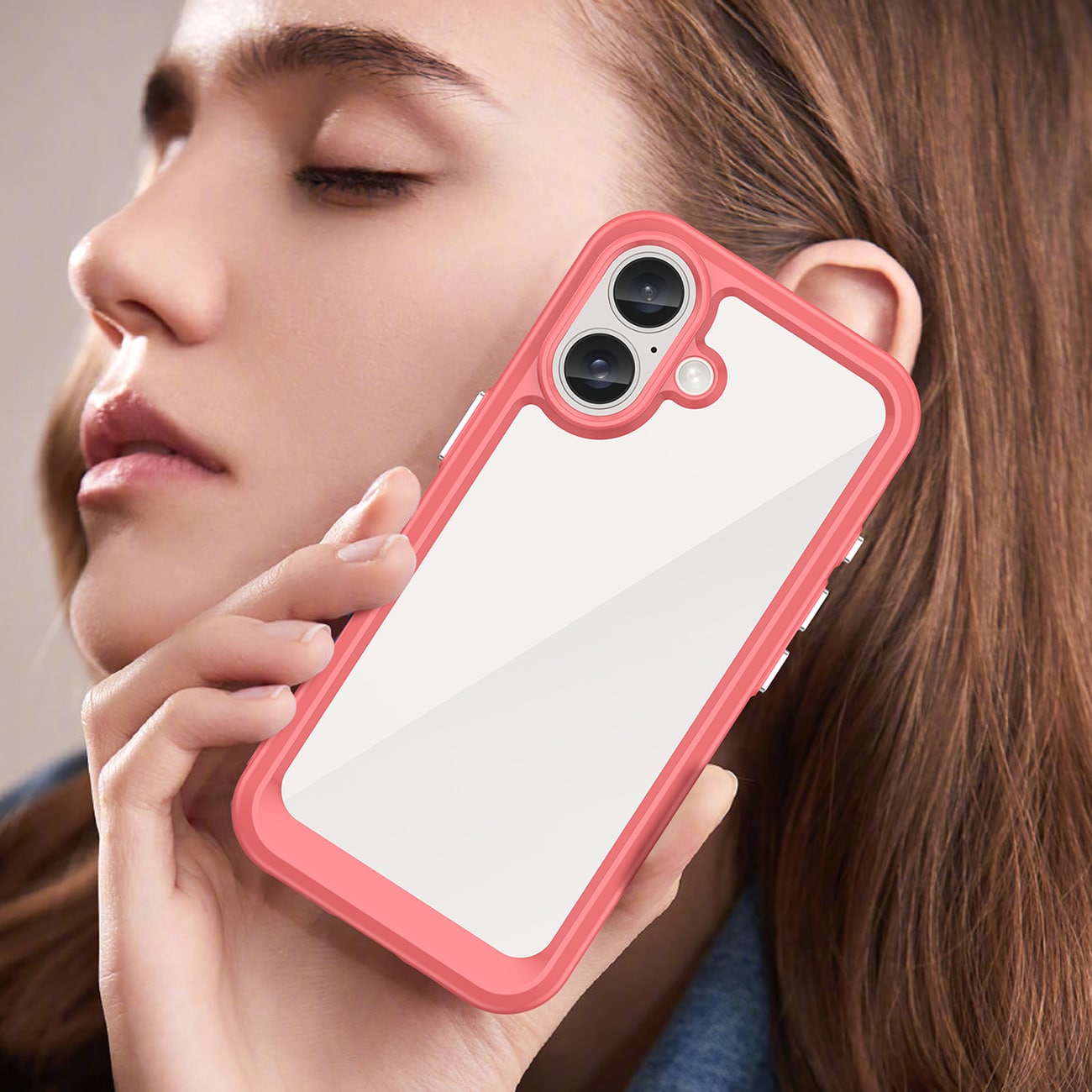 Outer Space-etui med geleramme til iPhone 16 Plus - Rød