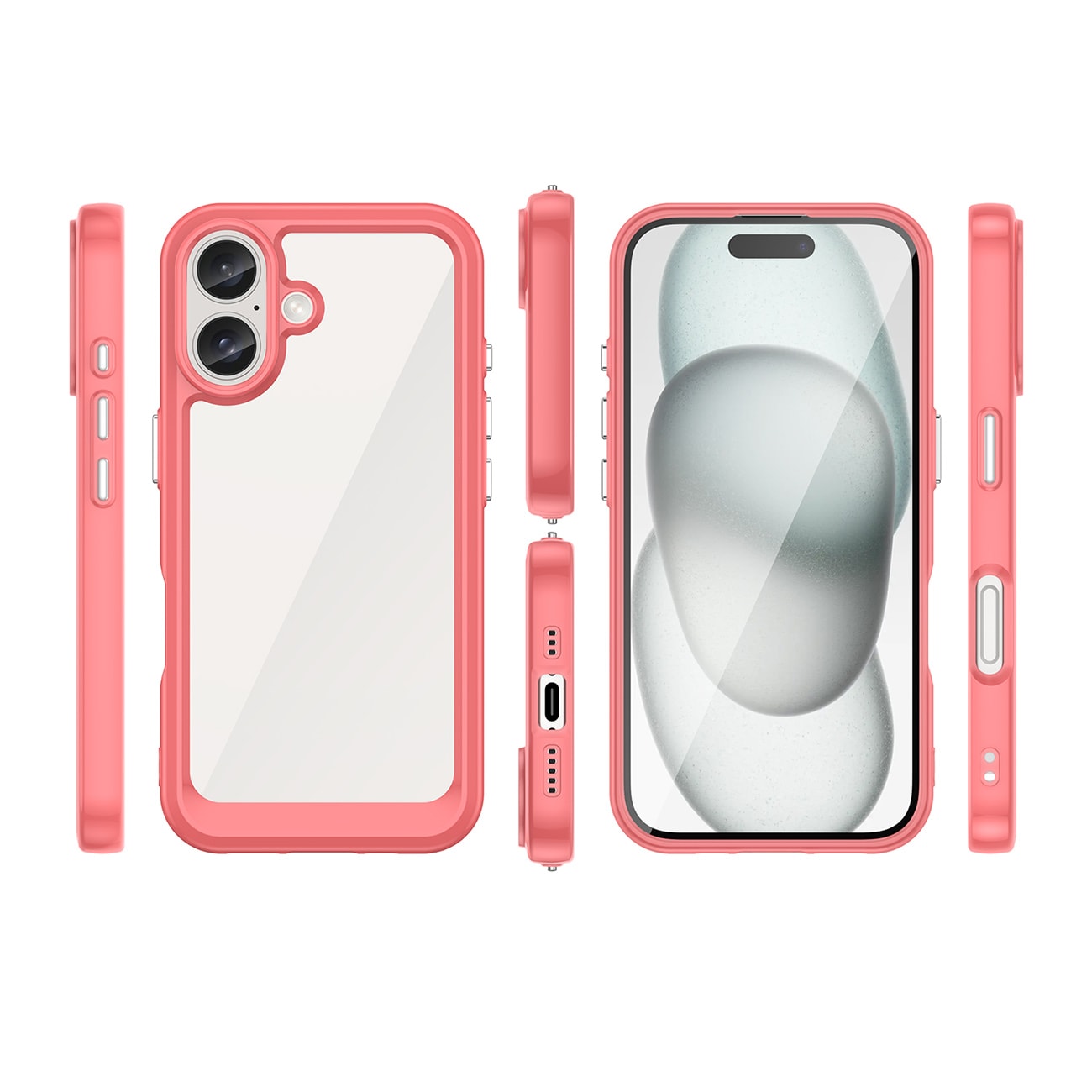 Outer Space-etui med geleramme til iPhone 16 Plus - Rød