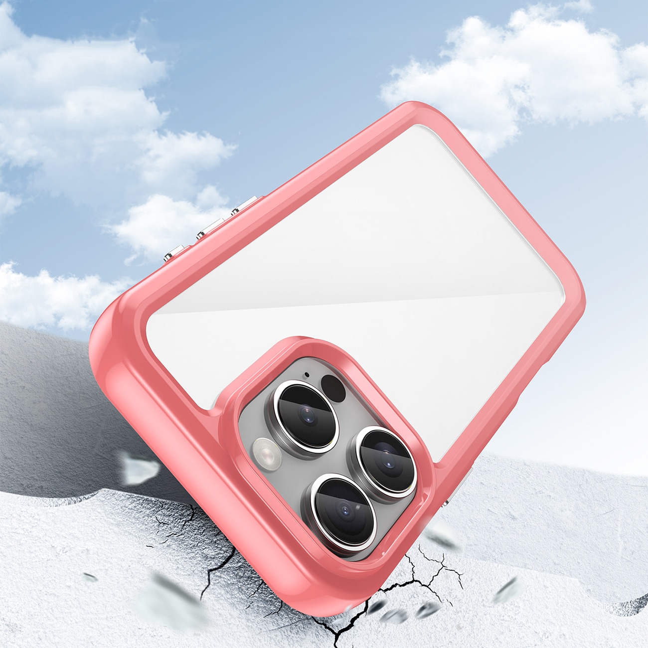 Outer Space-etui med geleramme til iPhone 16 Pro - rød