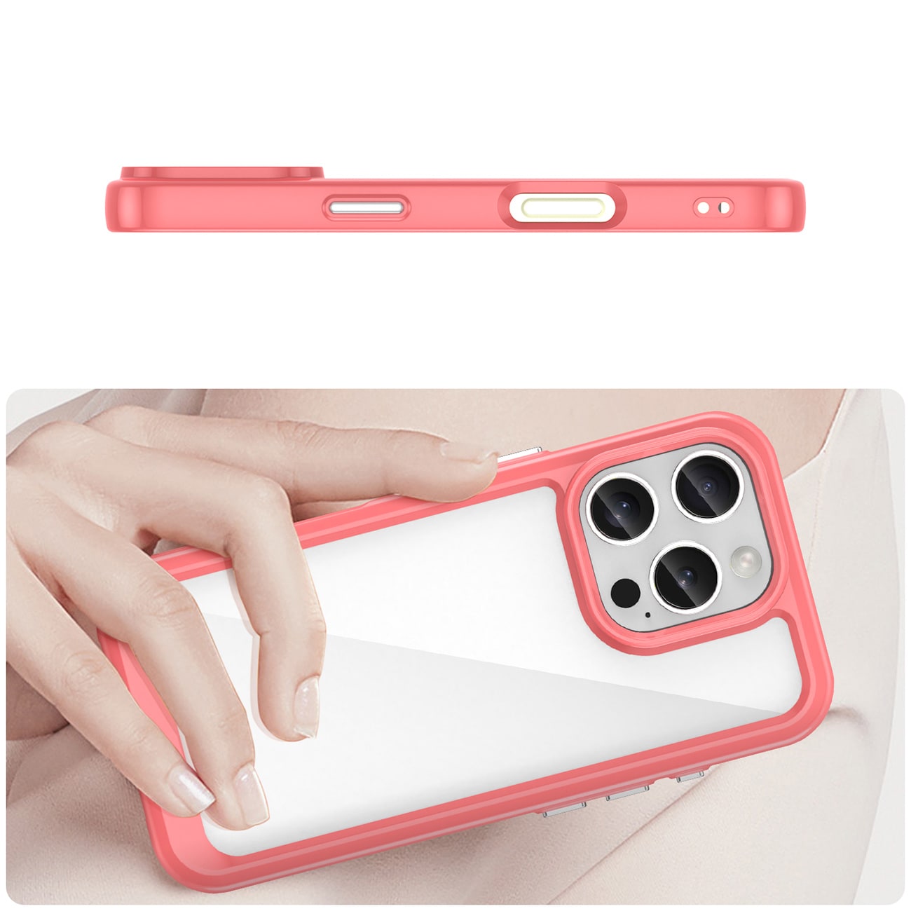 Outer Space-etui med geleramme til iPhone 16 Pro - rød