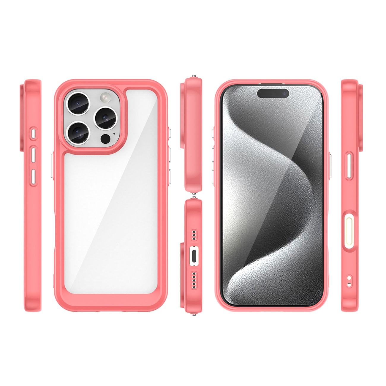 Outer Space-etui med geleramme til iPhone 16 Pro Max - rød