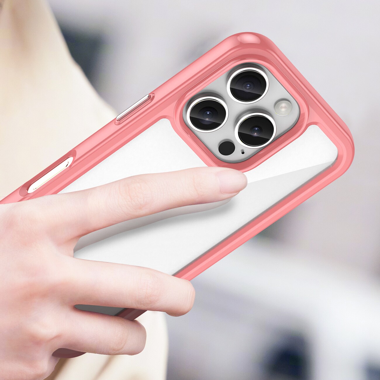 Outer Space-etui med geleramme til iPhone 16 Pro Max - rød