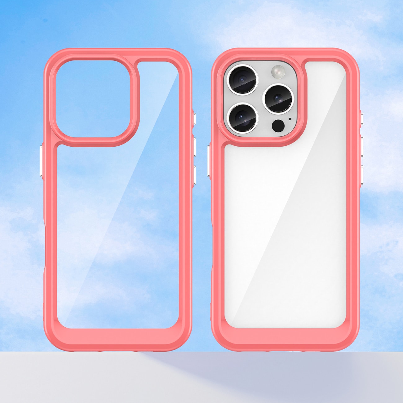 Outer Space-etui med geleramme til iPhone 16 Pro Max - rød
