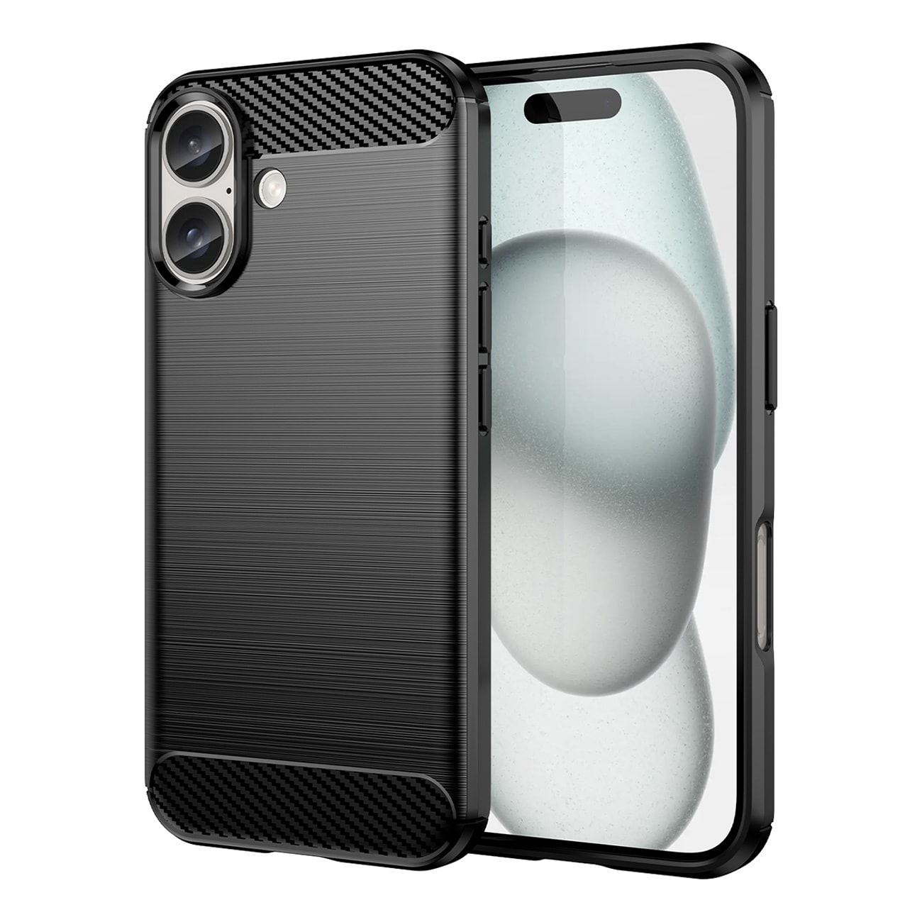 Carbon Case til iPhone 16 Plus Silikone-etui - Sort