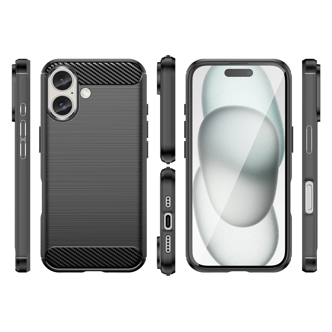 Carbon Case til iPhone 16 Plus Silikone-etui - Sort