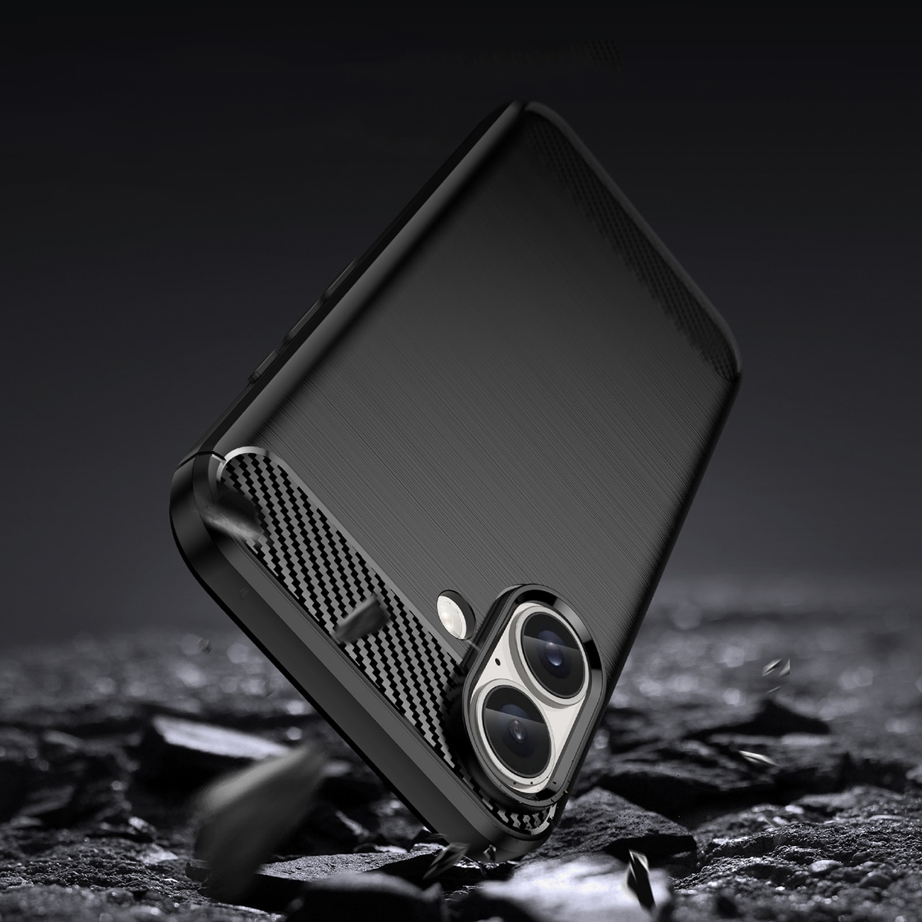 Carbon Case til iPhone 16 Plus Silikone-etui - Sort