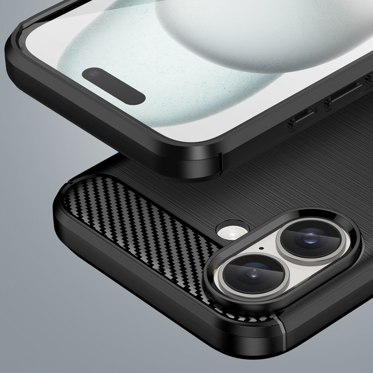 Carbon Case til iPhone 16 Plus Silikone-etui - Sort