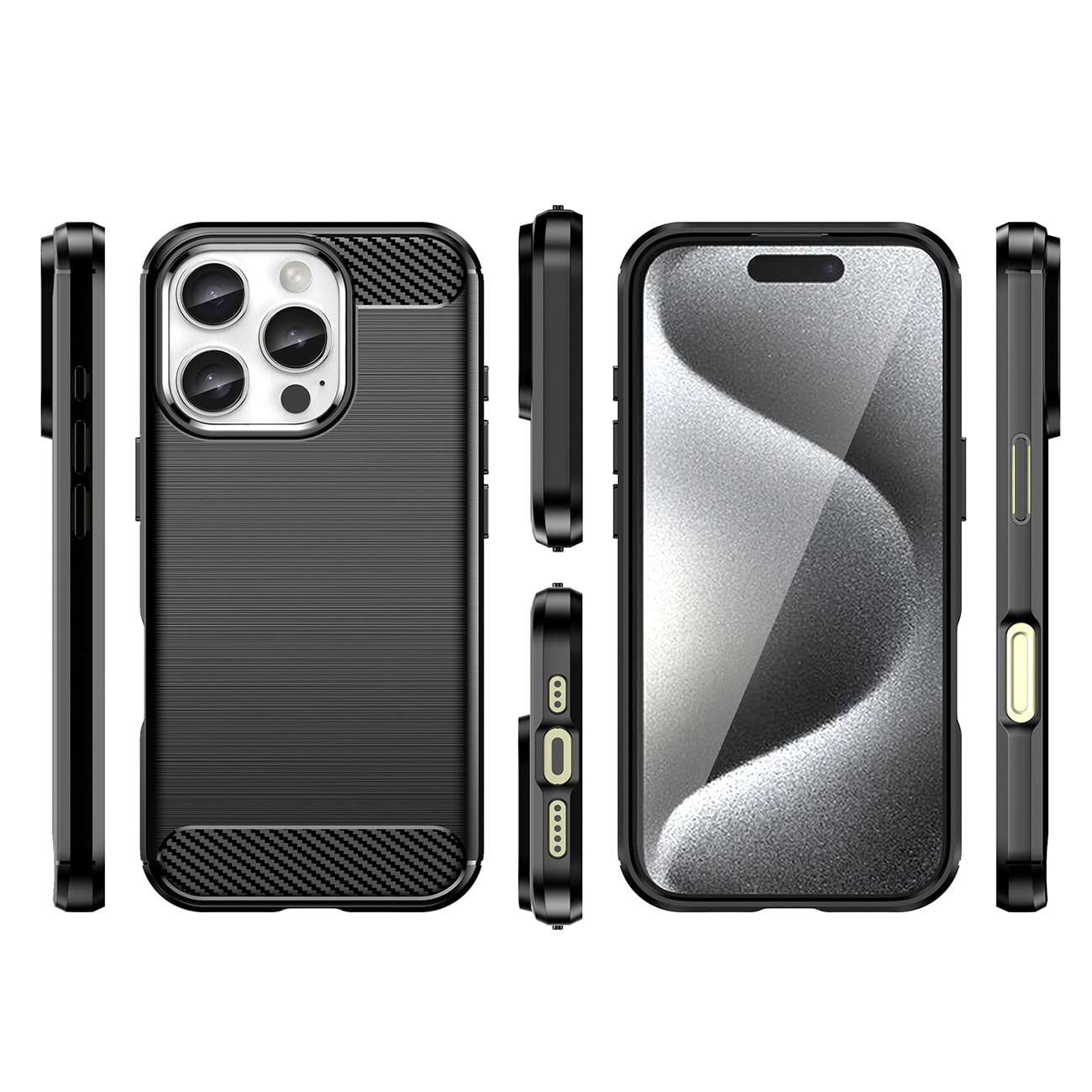 Carbon-etui til iPhone 16 Pro - sort
