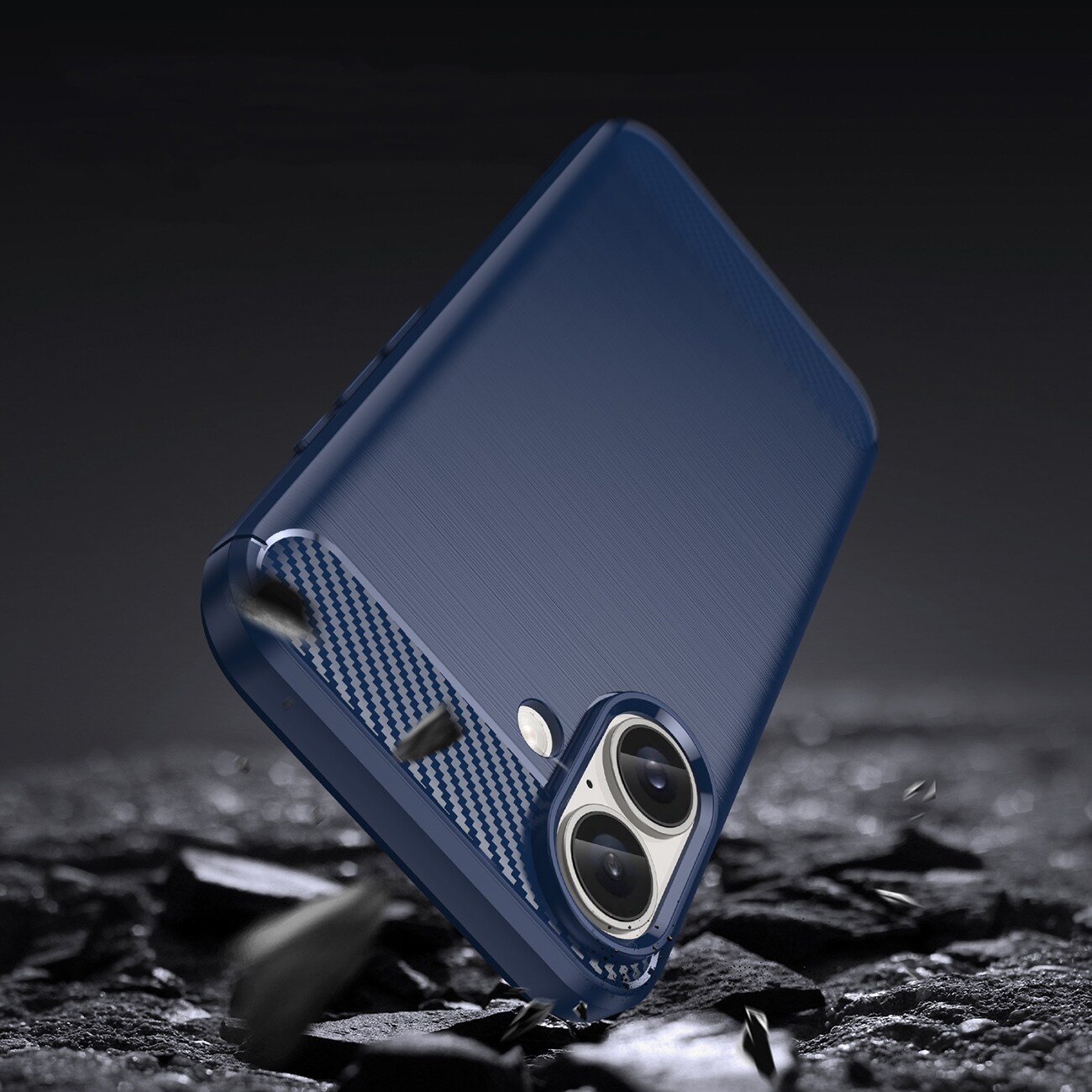 Carbon-etui til iPhone 16 Plus - Blå