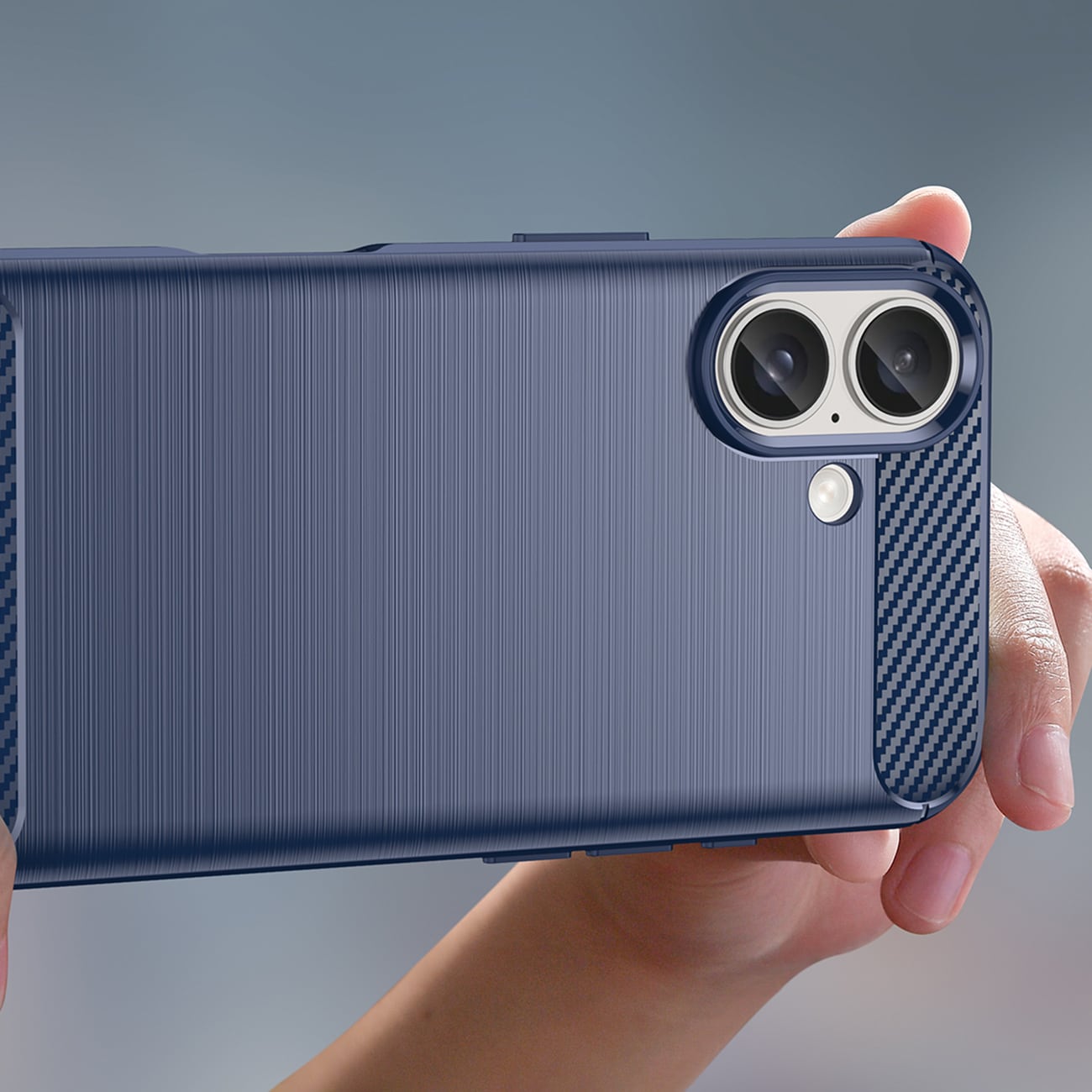 Carbon-etui til iPhone 16 Plus - Blå