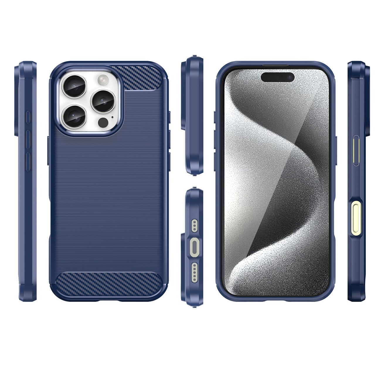 Carbon-etui til iPhone 16 Pro - Blå
