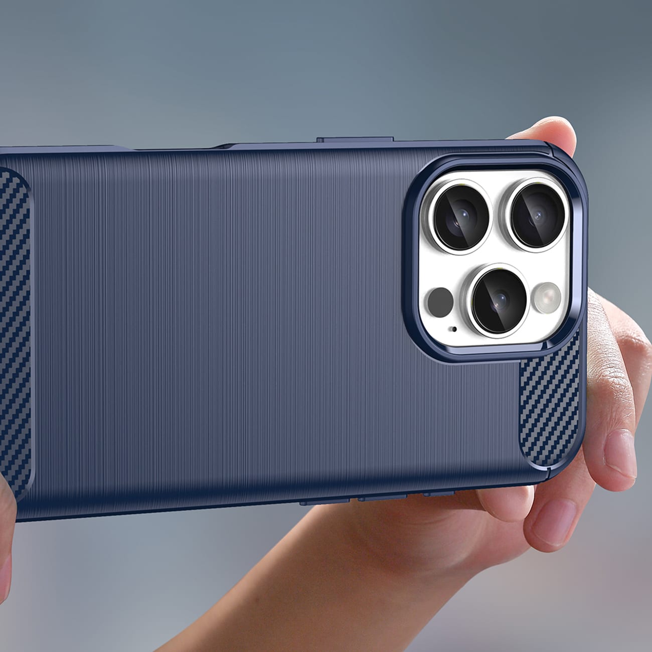 Carbon Case til iPhone 16 Pro Max Silikone-etui - Blå