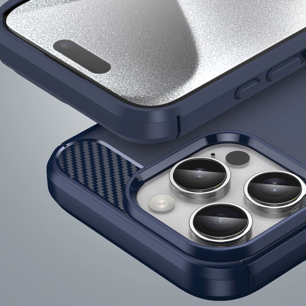 Carbon Case til iPhone 16 Pro Max Silikone-etui - Blå