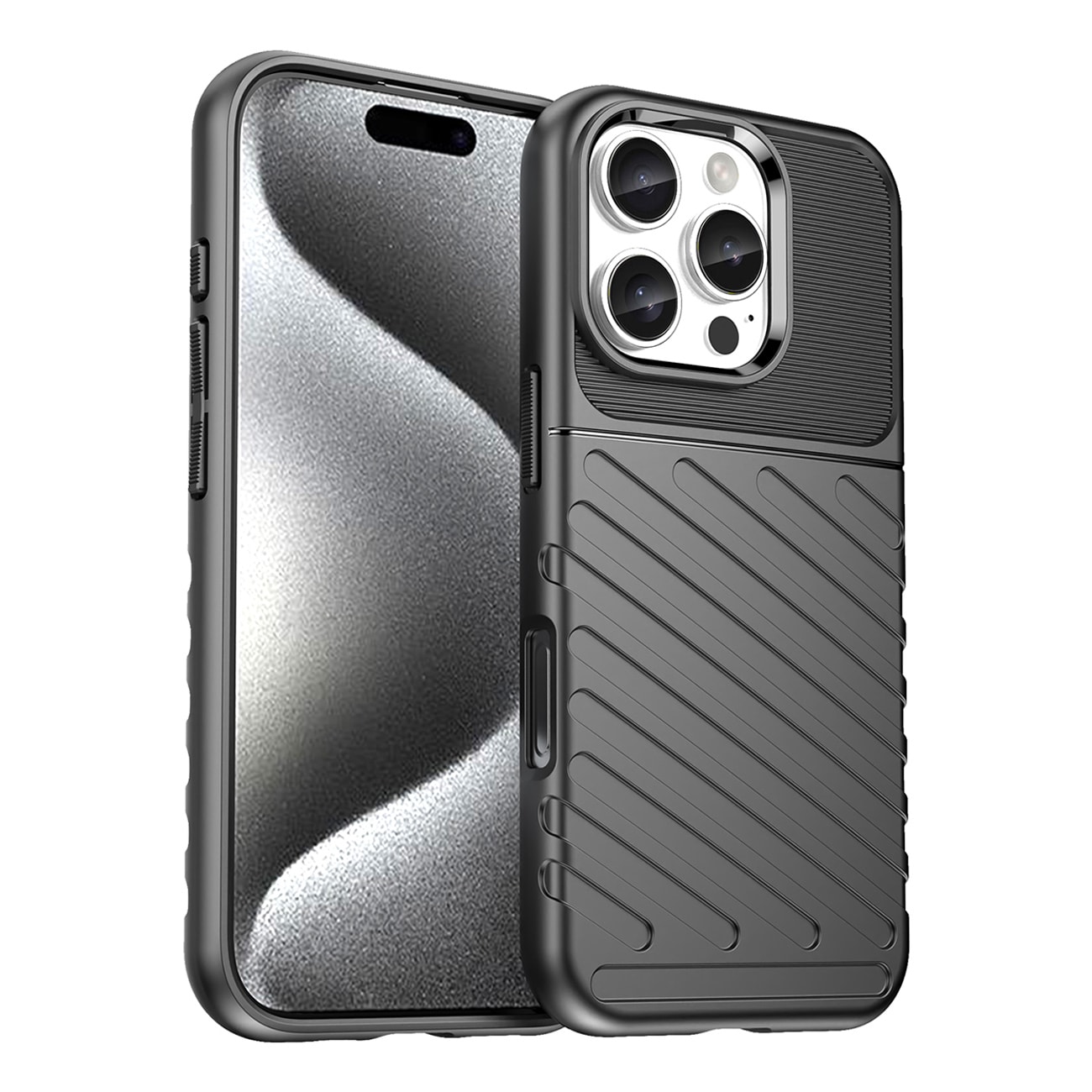 Thunder Case til iPhone 16 Pro silikoneetui - sort