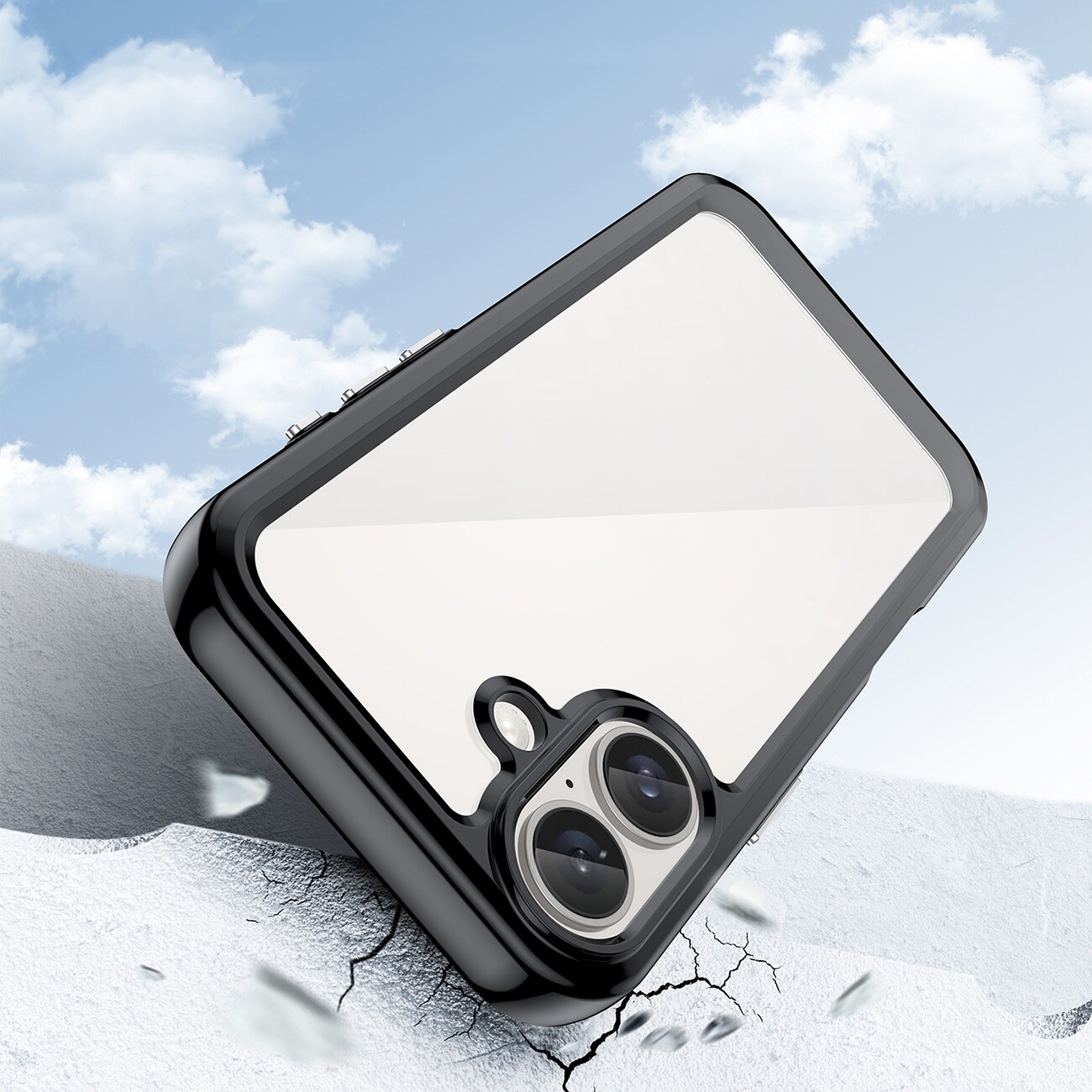 Outer Space-etui med geleramme til iPhone 16 - Sort