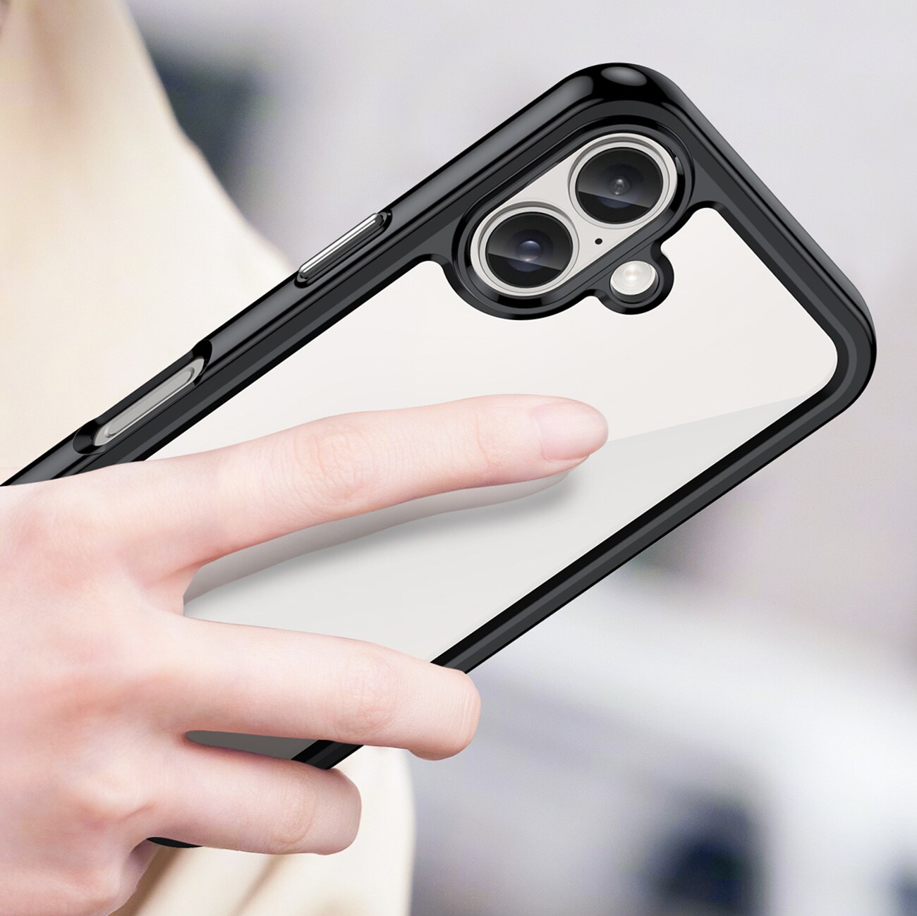 Outer Space-etui med geleramme til iPhone 16 - Sort