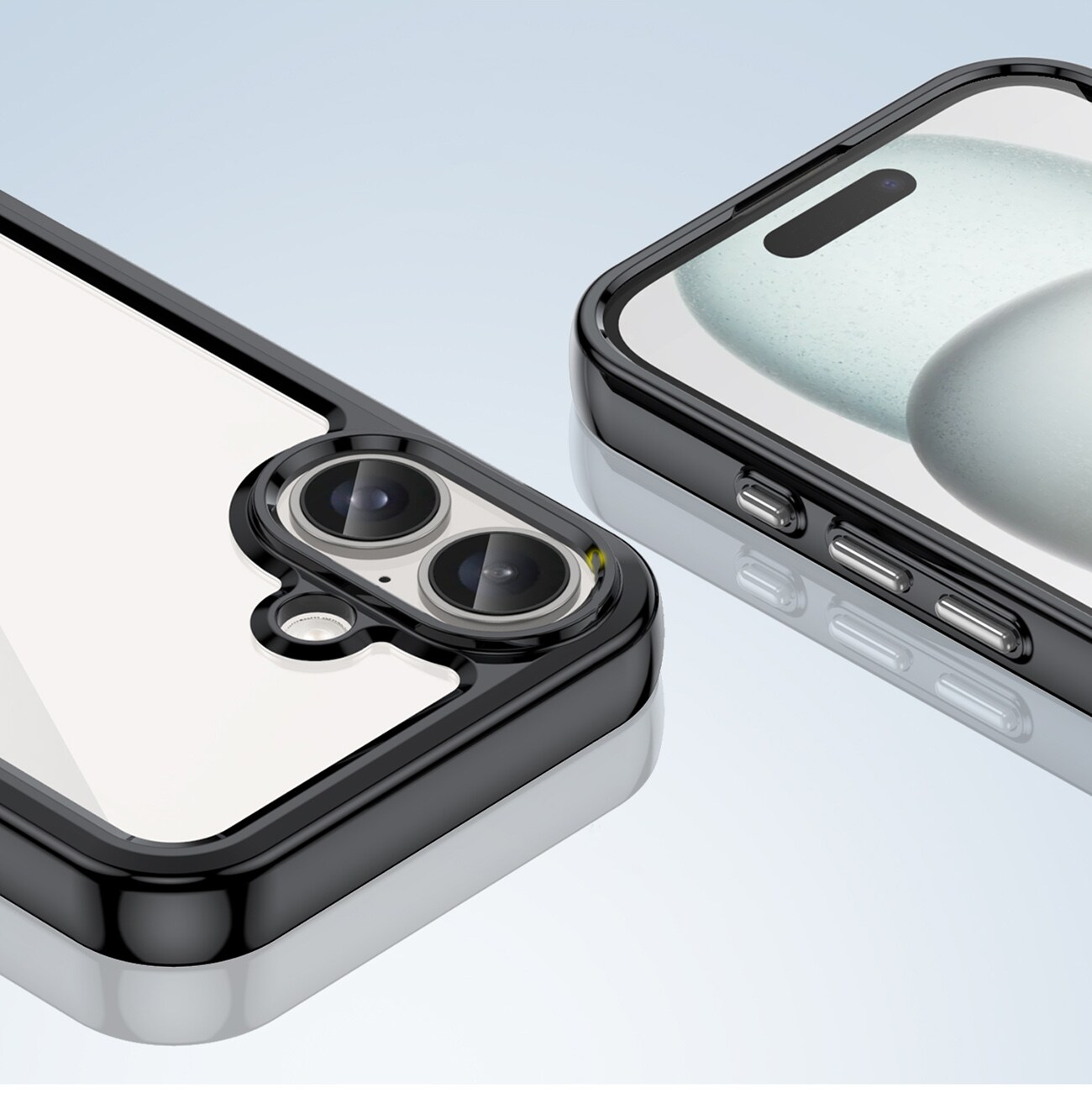 Outer Space-etui med geleramme til iPhone 16 Plus - Sort