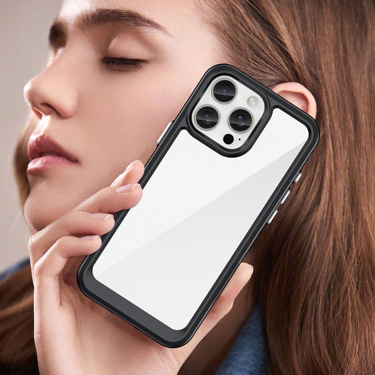 Outer Space-etui med geleramme til iPhone 16 Pro - Sort