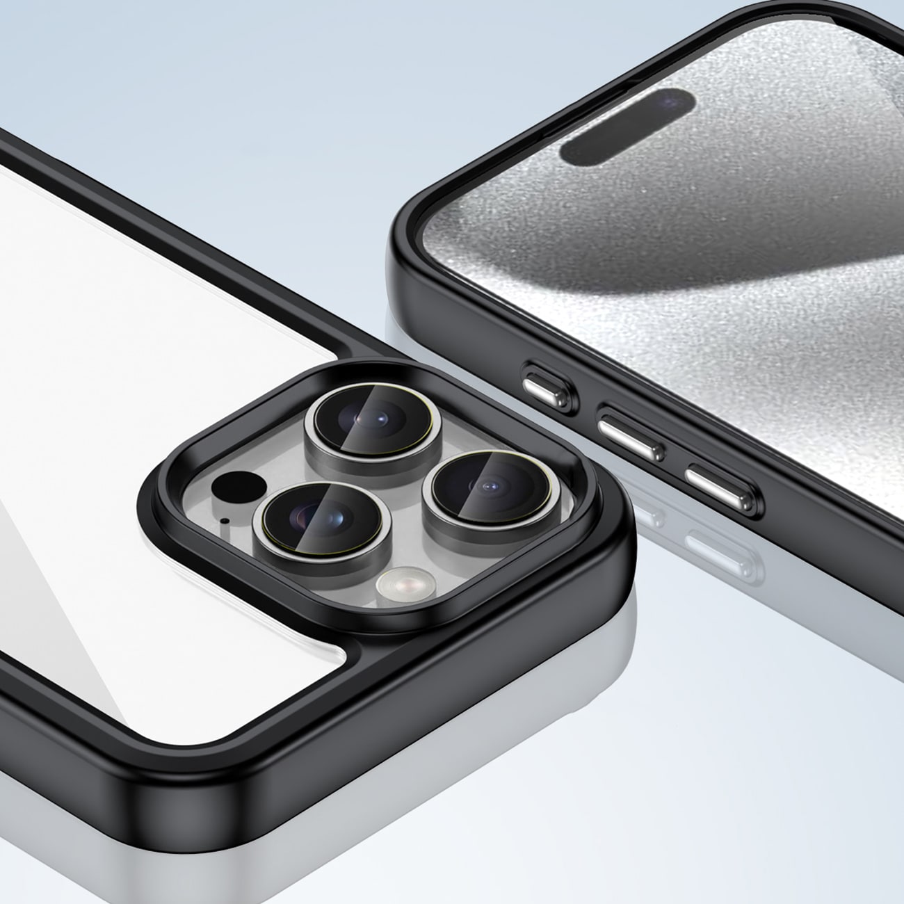 Outer Space-etui med geleramme til iPhone 16 Pro Max - Sort