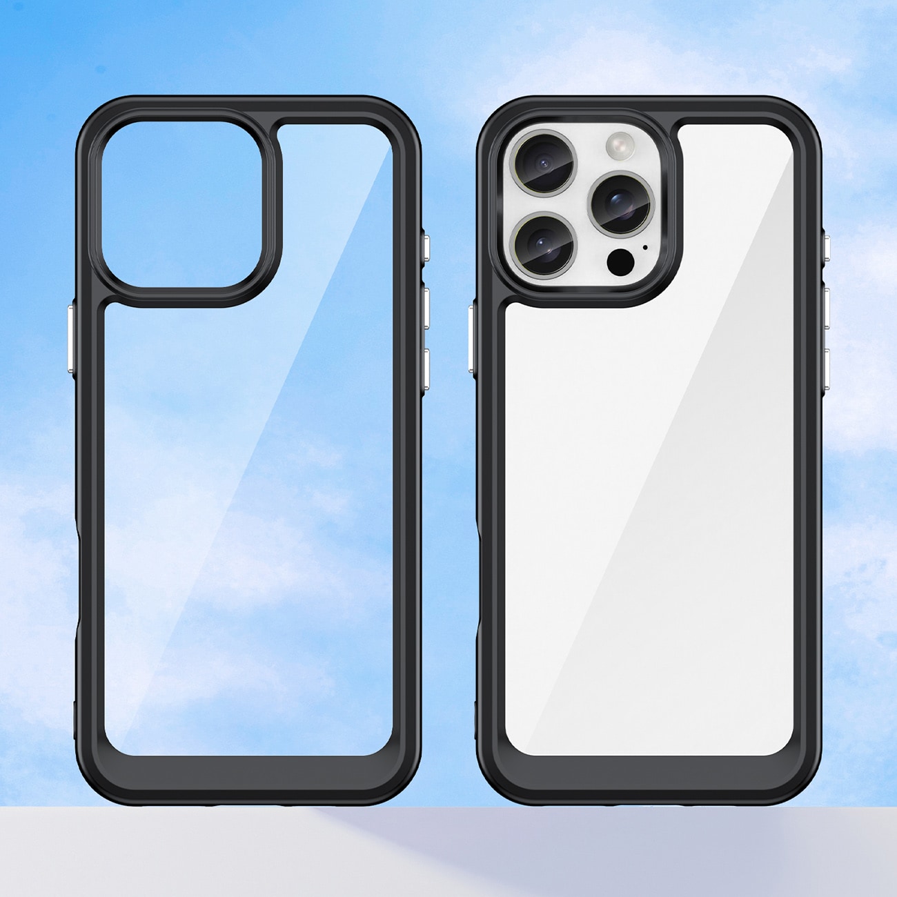 Outer Space-etui med geleramme til iPhone 16 Pro Max - Sort
