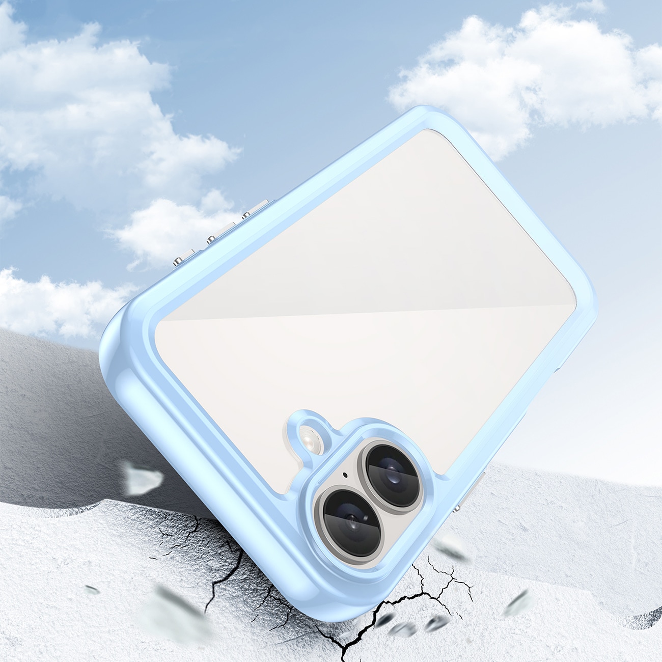 Outer Space-etui med geleramme til iPhone 16 Plus - Blå