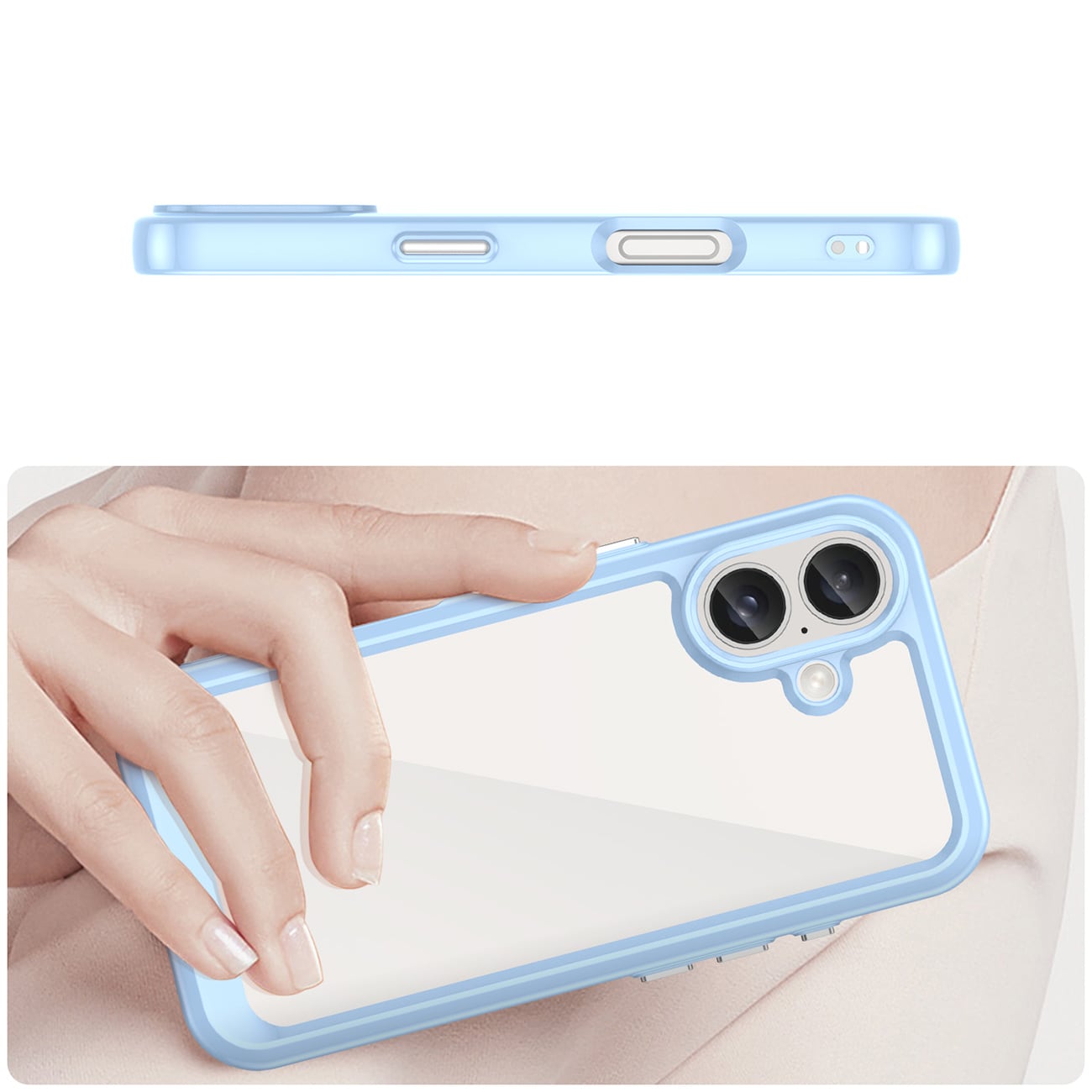 Outer Space-etui med geleramme til iPhone 16 Plus - Blå
