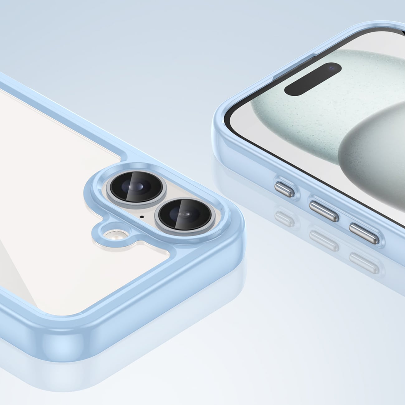 Outer Space-etui med geleramme til iPhone 16 Plus - Blå