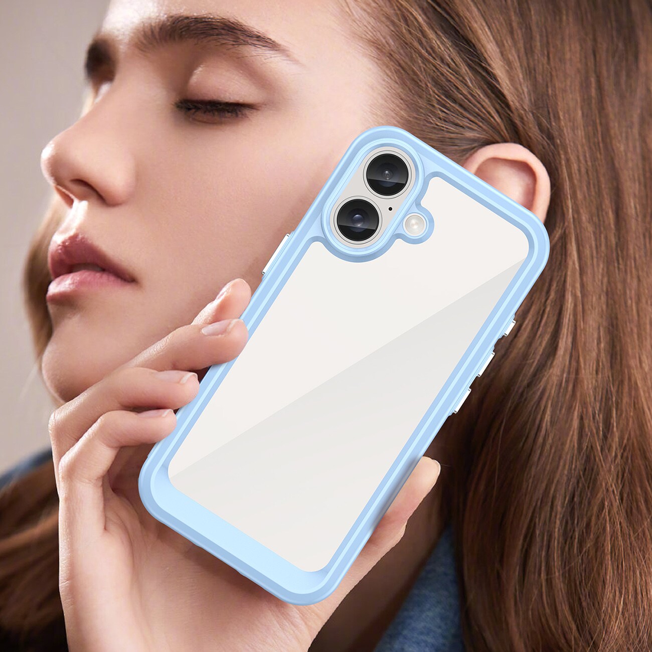Outer Space-etui med geleramme til iPhone 16 Plus - Blå