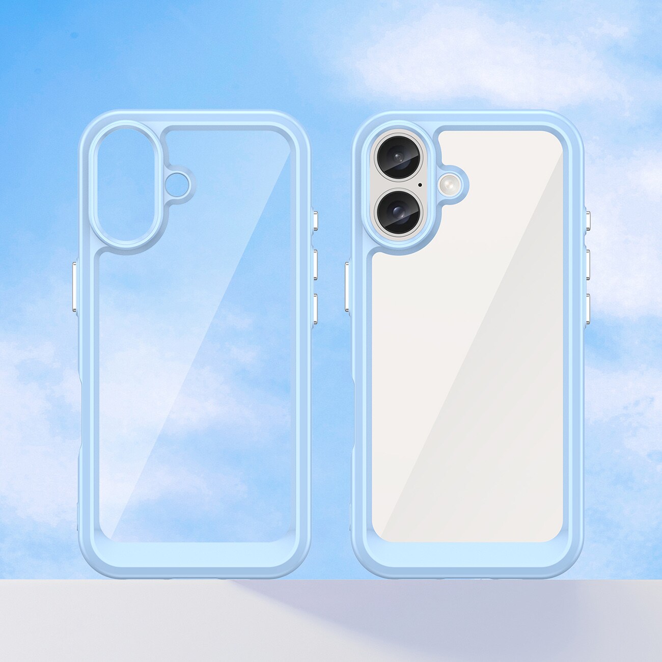 Outer Space-etui med geleramme til iPhone 16 Plus - Blå