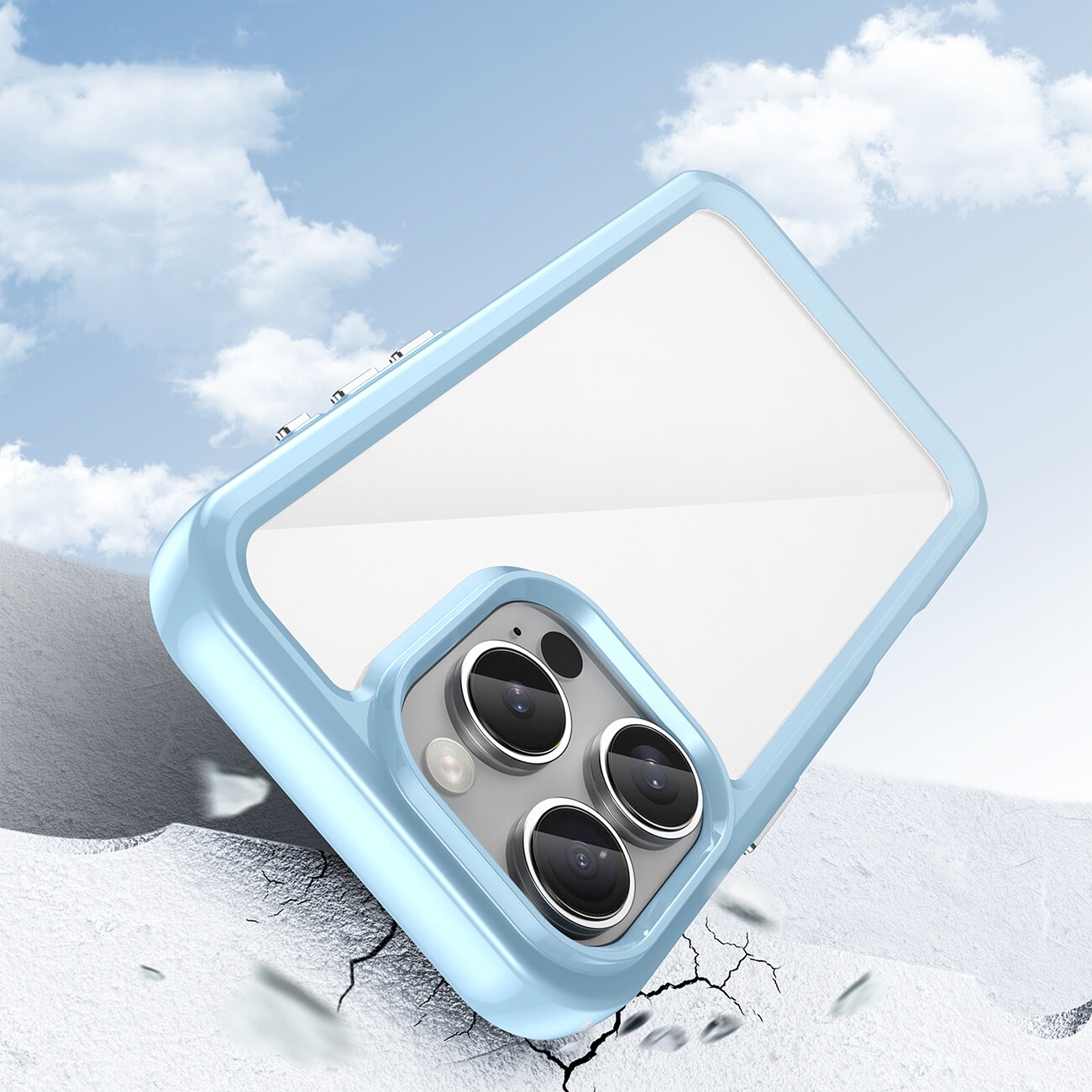 Outer Space-etui med geleramme til iPhone 16 Pro - Blå
