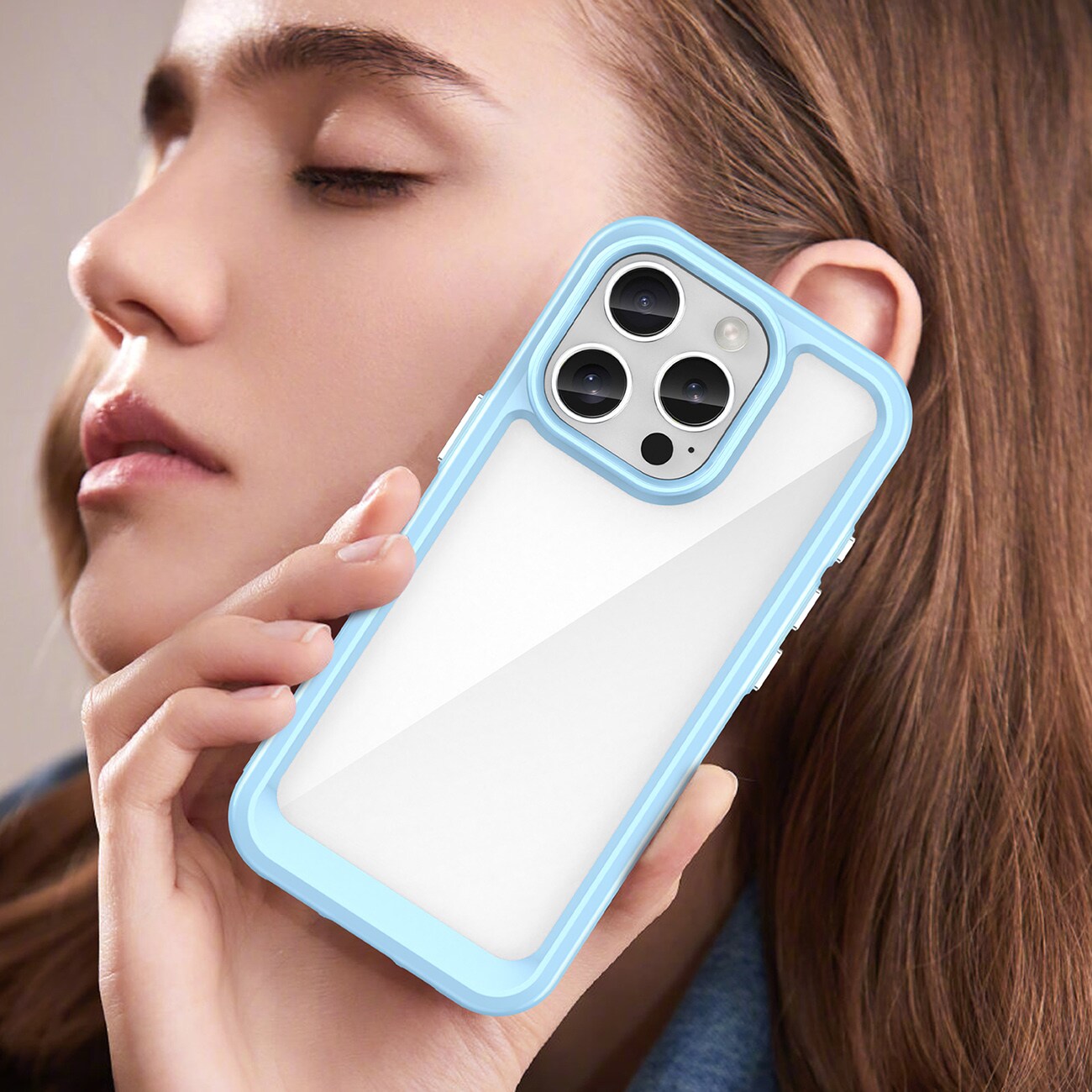 Outer Space-etui med geleramme til iPhone 16 Pro - Blå