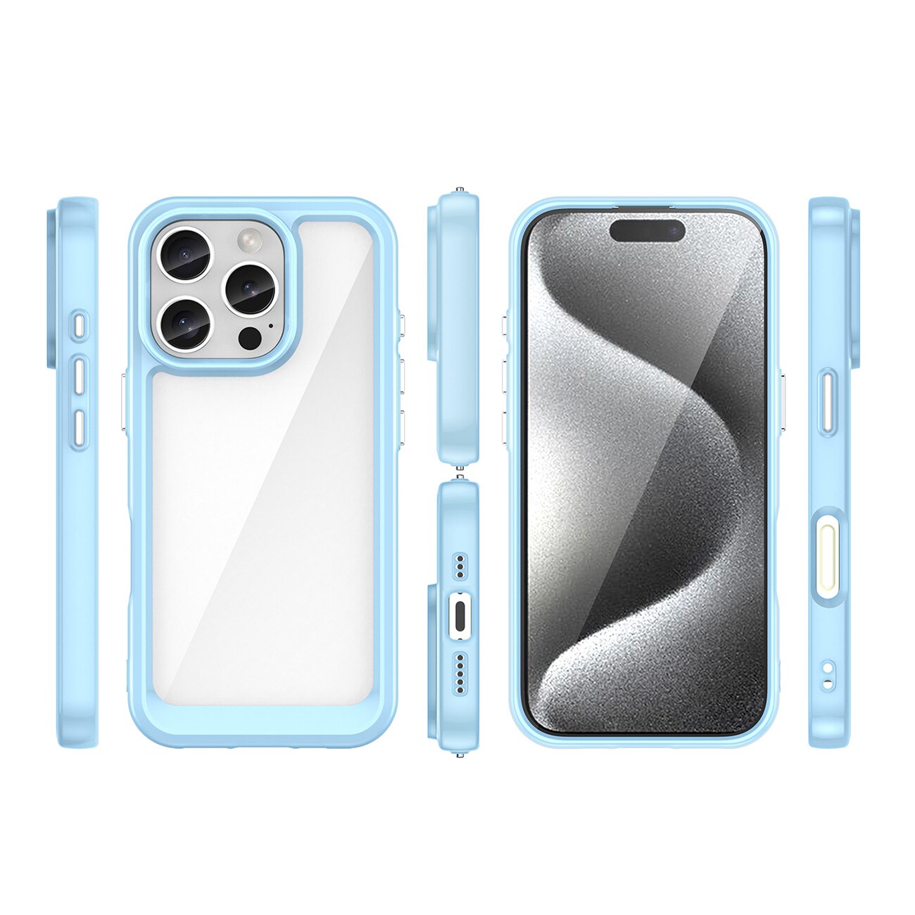 Outer Space-etui med geleramme til iPhone 16 Pro Max - Blå