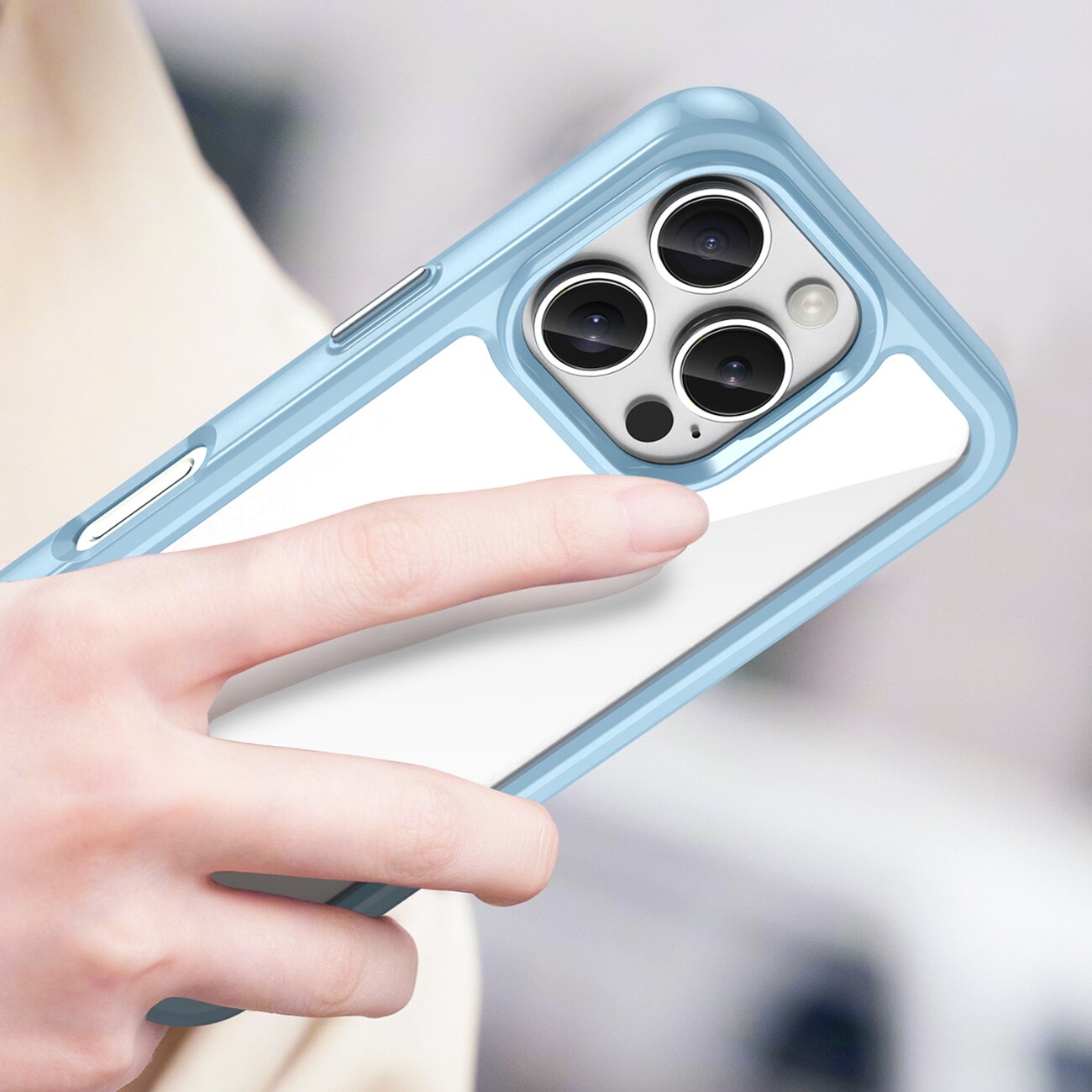 Outer Space-etui med geleramme til iPhone 16 Pro Max - Blå