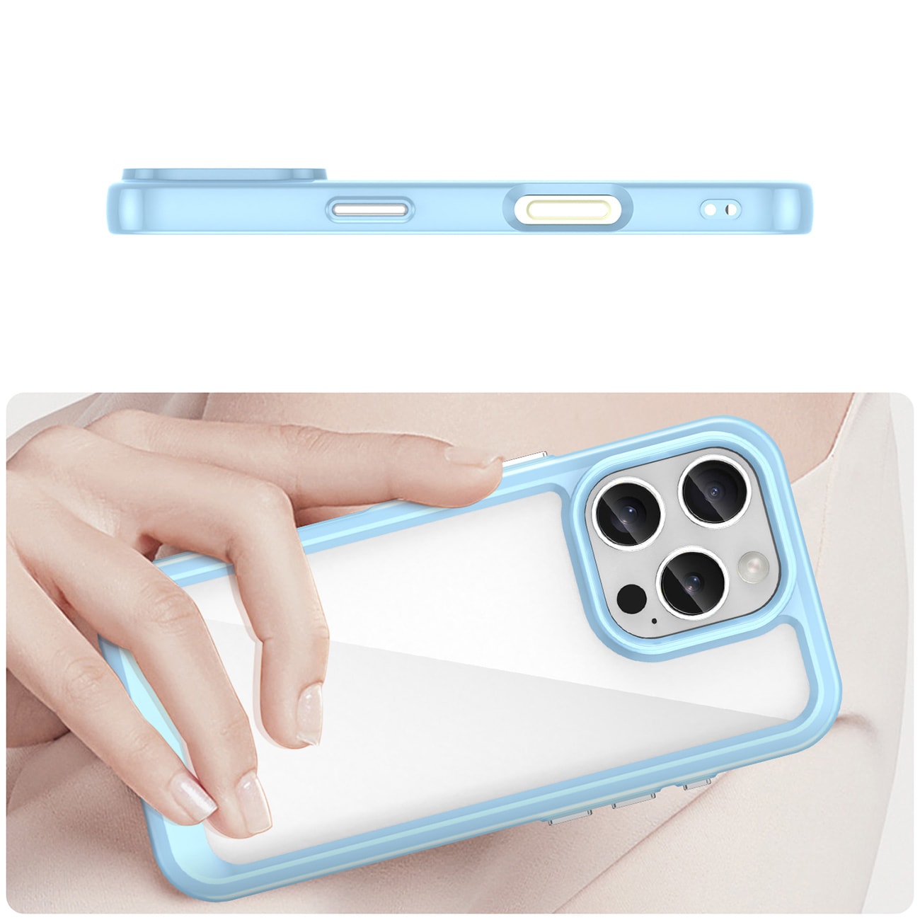 Outer Space-etui med geleramme til iPhone 16 Pro Max - Blå