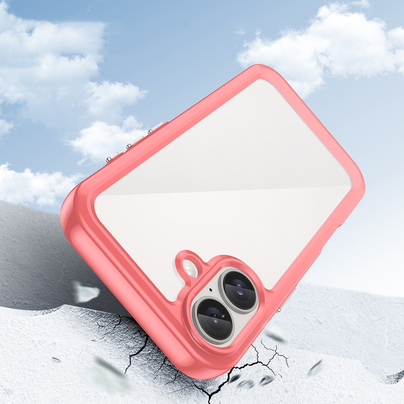 Outer Space-etui med geleramme til iPhone 16 - Rød
