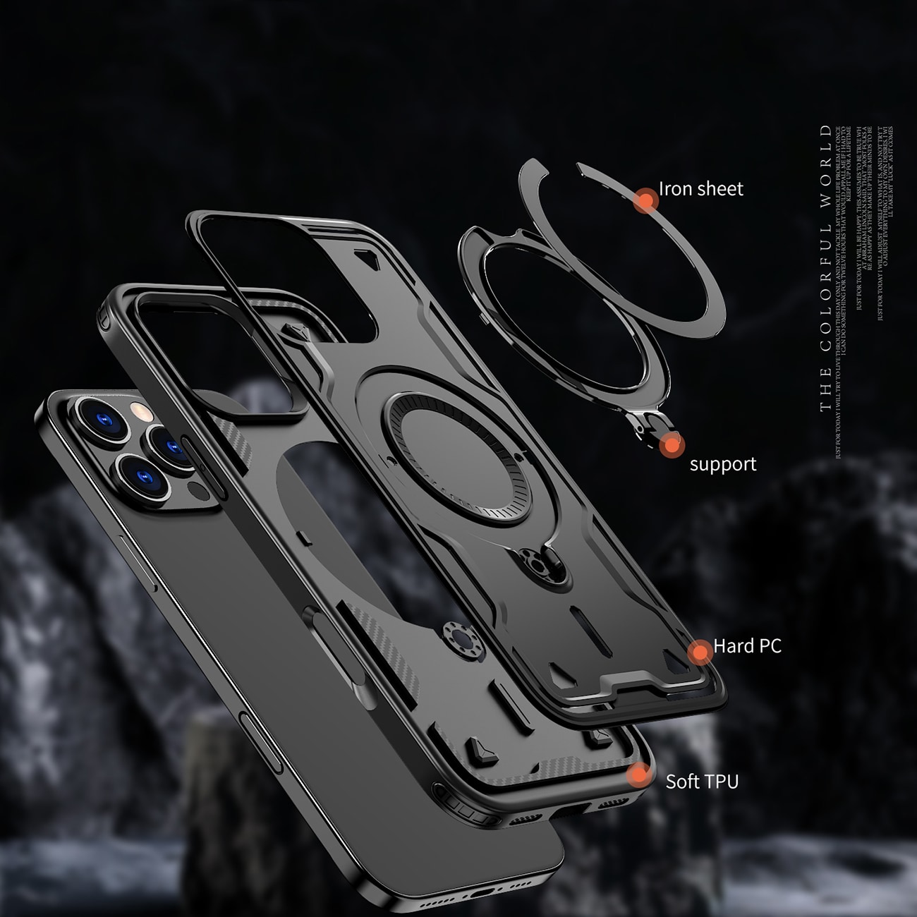 Hybrid Armor Trendy-etui med MagSafe til iPhone 16 Pro Max - Sort
