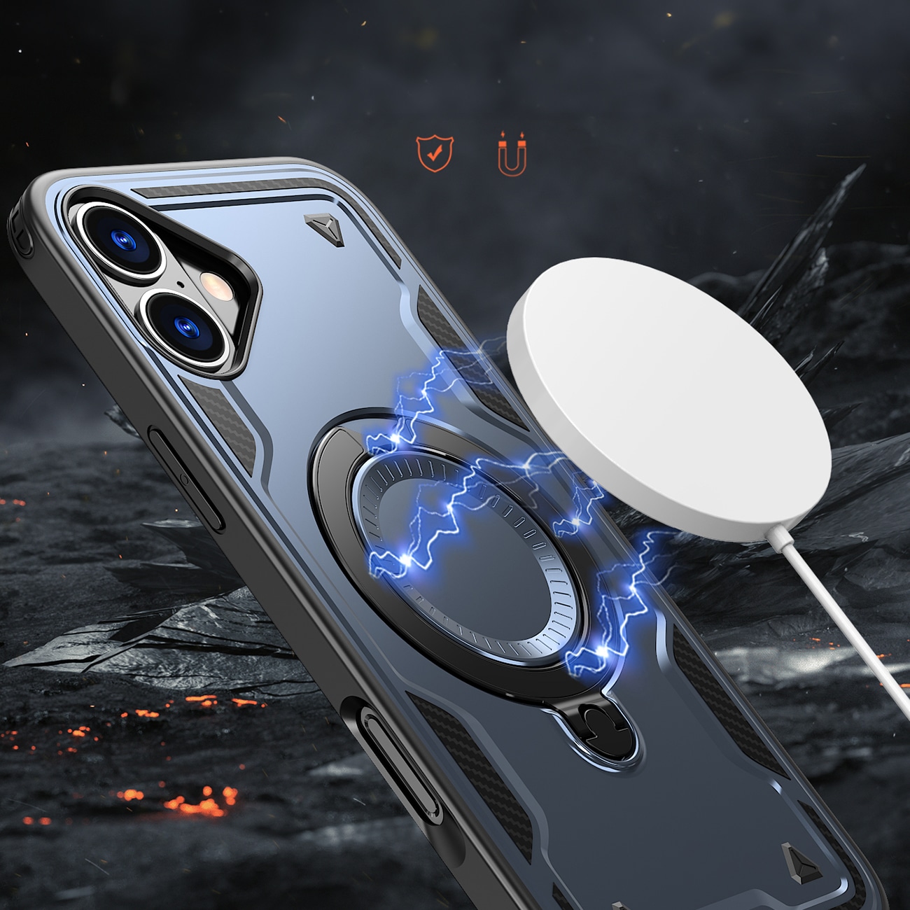 Hybrid Armor Trendy Etui med MagSafe til iPhone 16 Plus - Blå
